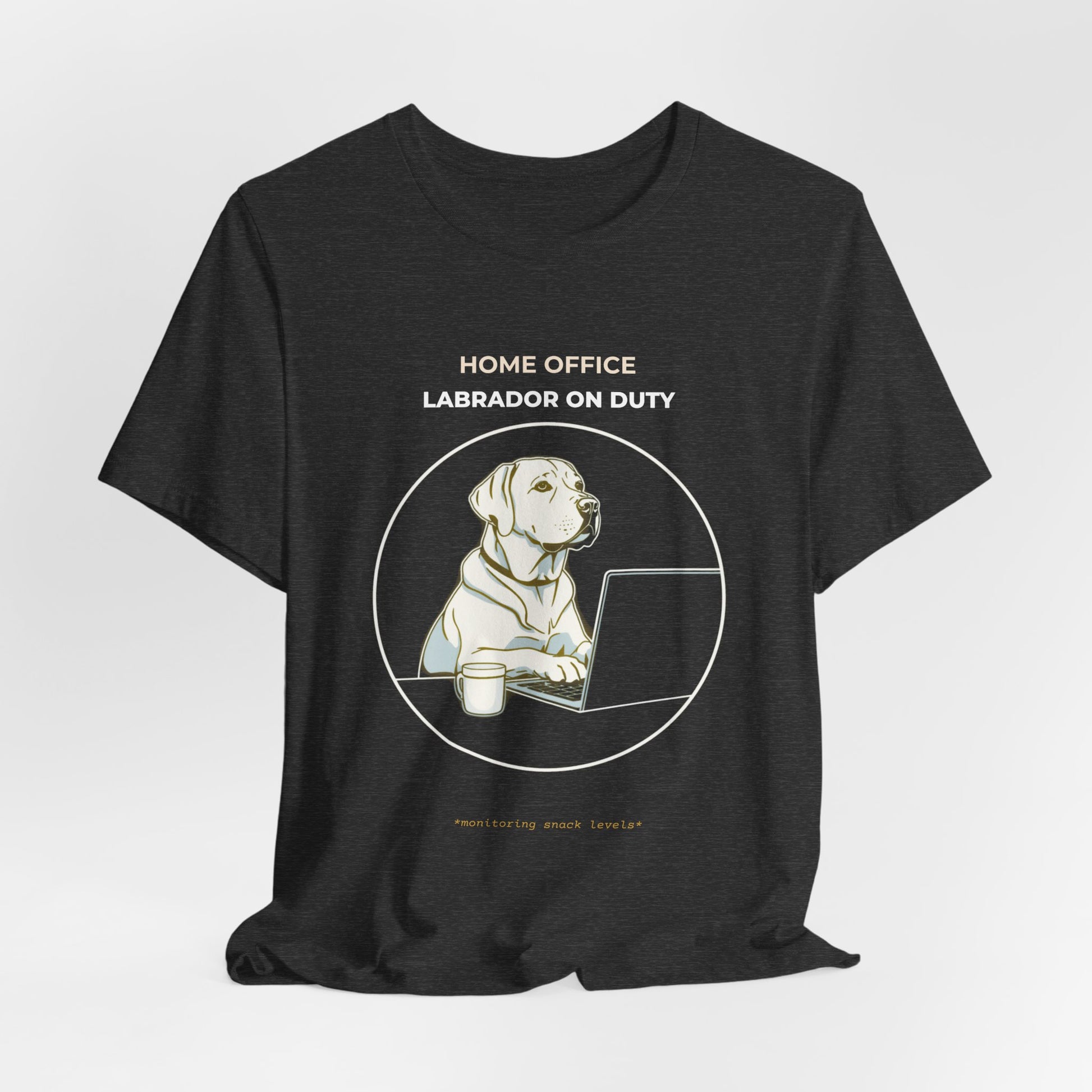 Home Office Labrador On Duty t-shirt — funny work from home dog tee on Bella+Canvas 3001, view 21