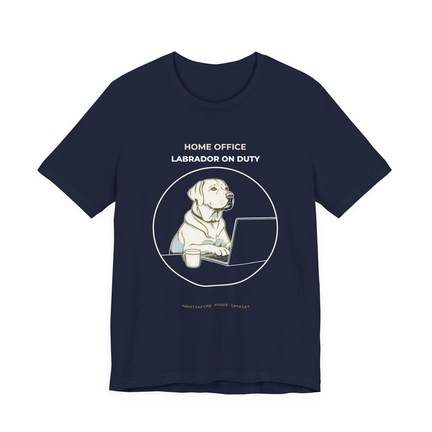 Home Office Labrador On Duty t-shirt — funny work from home dog tee on Bella+Canvas 3001, view 24