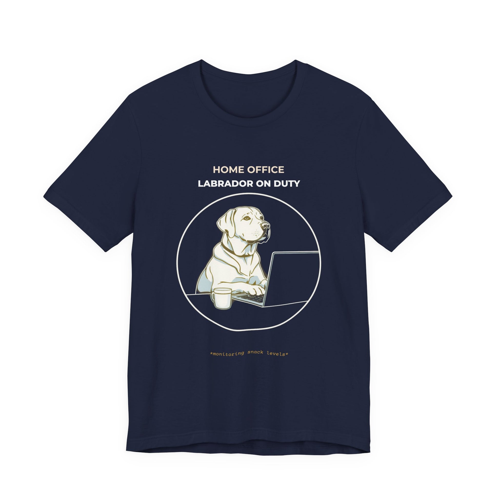 Home Office Labrador On Duty t-shirt — funny work from home dog tee on Bella+Canvas 3001, view 24