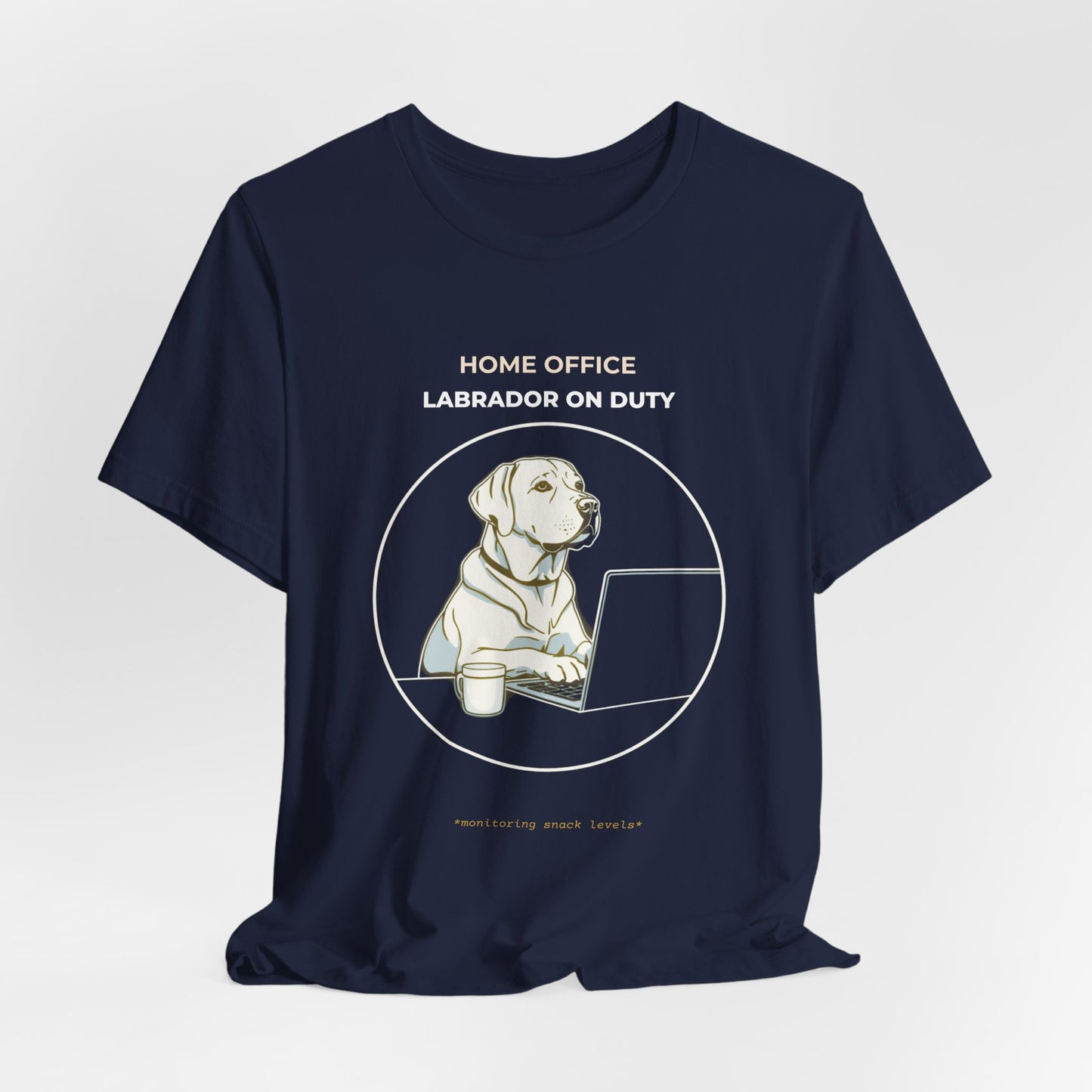 Home Office Labrador On Duty t-shirt — funny work from home dog tee on Bella+Canvas 3001, view 27