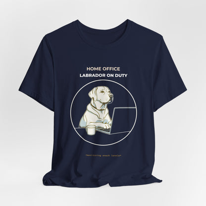 Home Office Labrador On Duty t-shirt — funny work from home dog tee on Bella+Canvas 3001, view 27