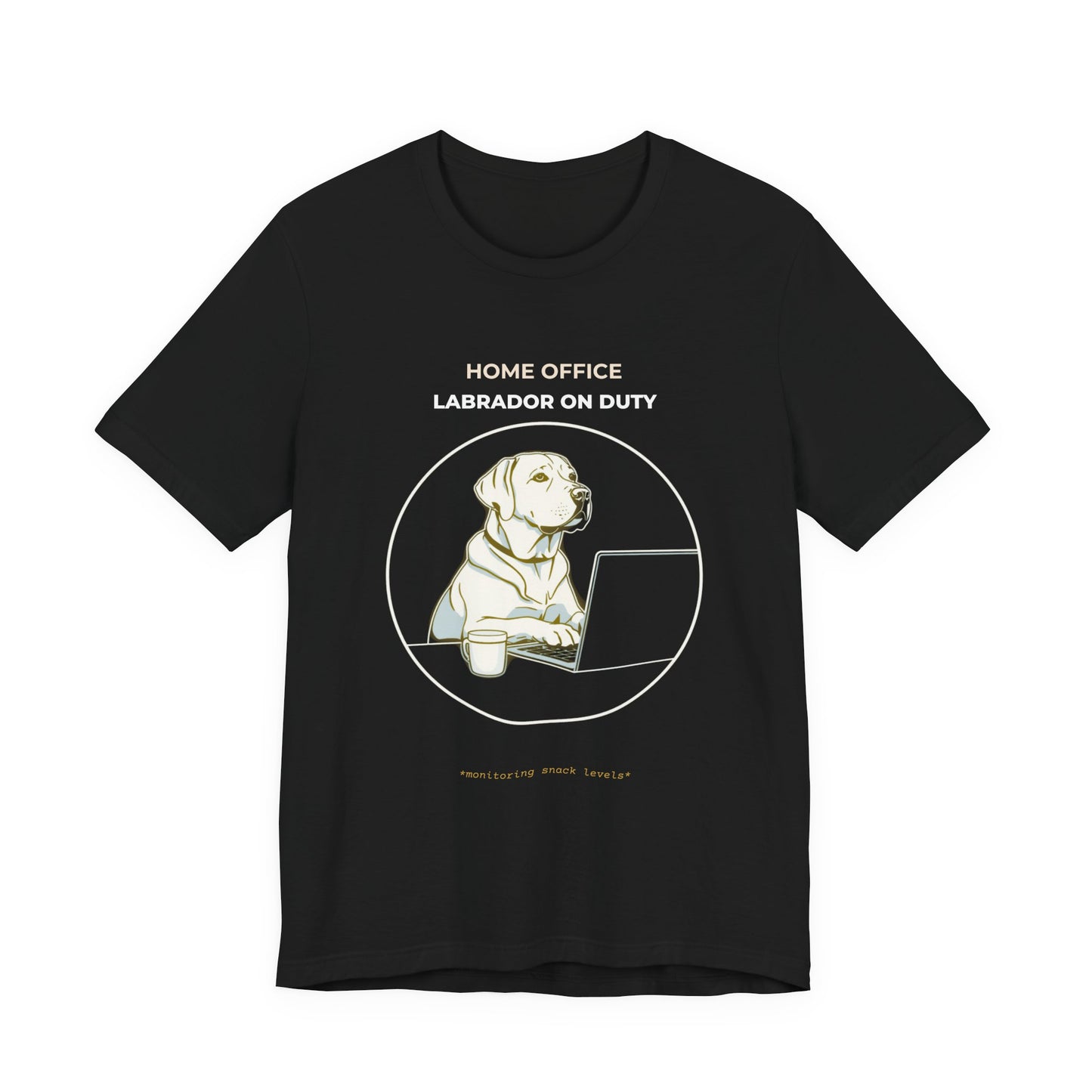 Home Office Labrador On Duty t-shirt — funny work from home dog tee on Bella+Canvas 3001, view 6