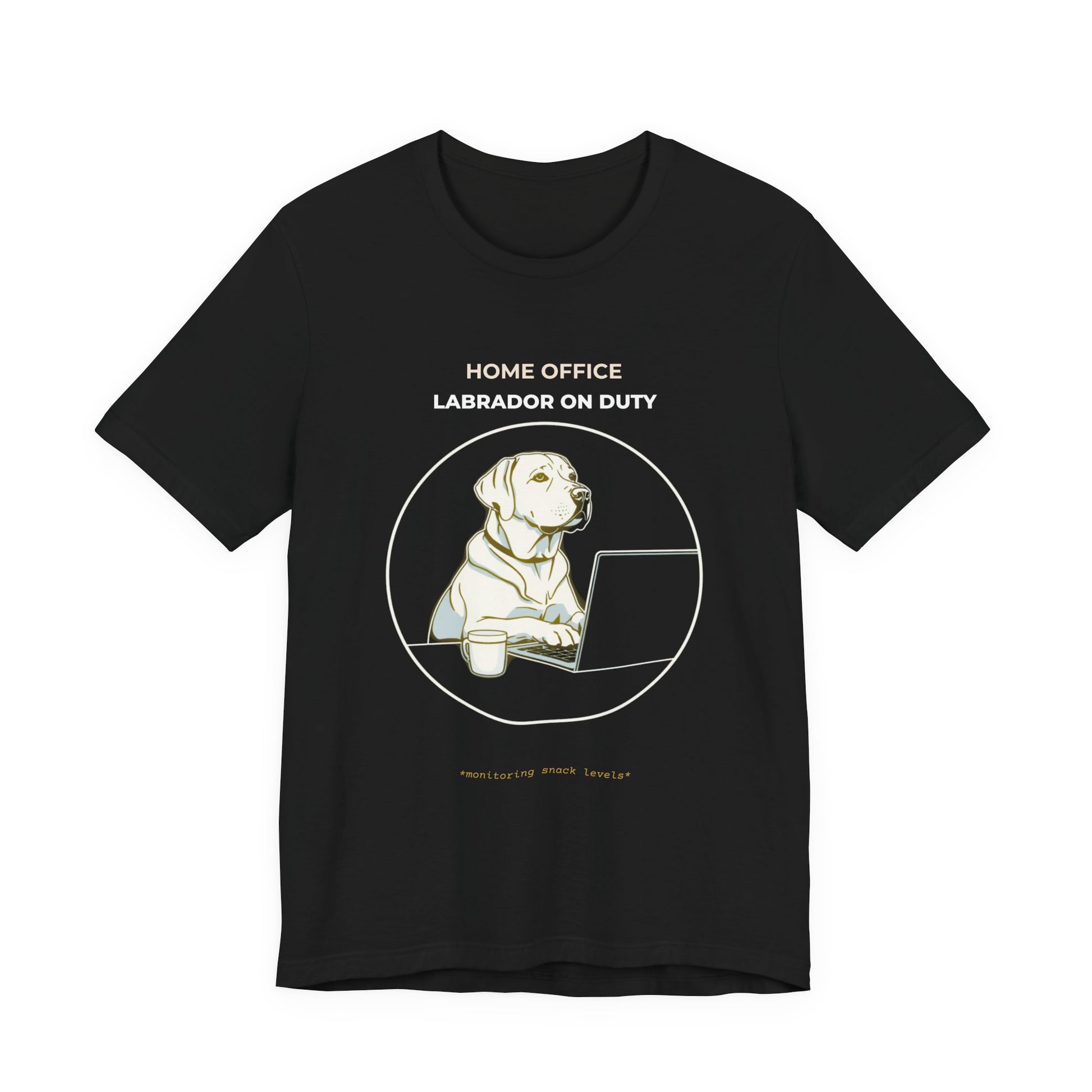 Home Office Labrador On Duty t-shirt — funny work from home dog tee on Bella+Canvas 3001, view 6