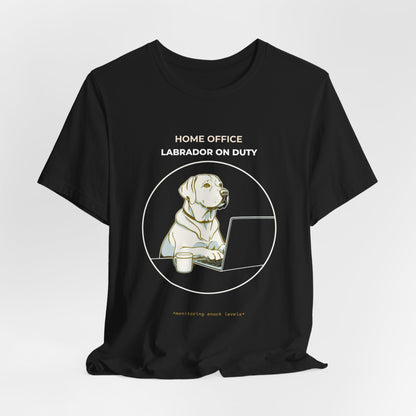 Home Office Labrador On Duty t-shirt — funny work from home dog tee on Bella+Canvas 3001, view 9