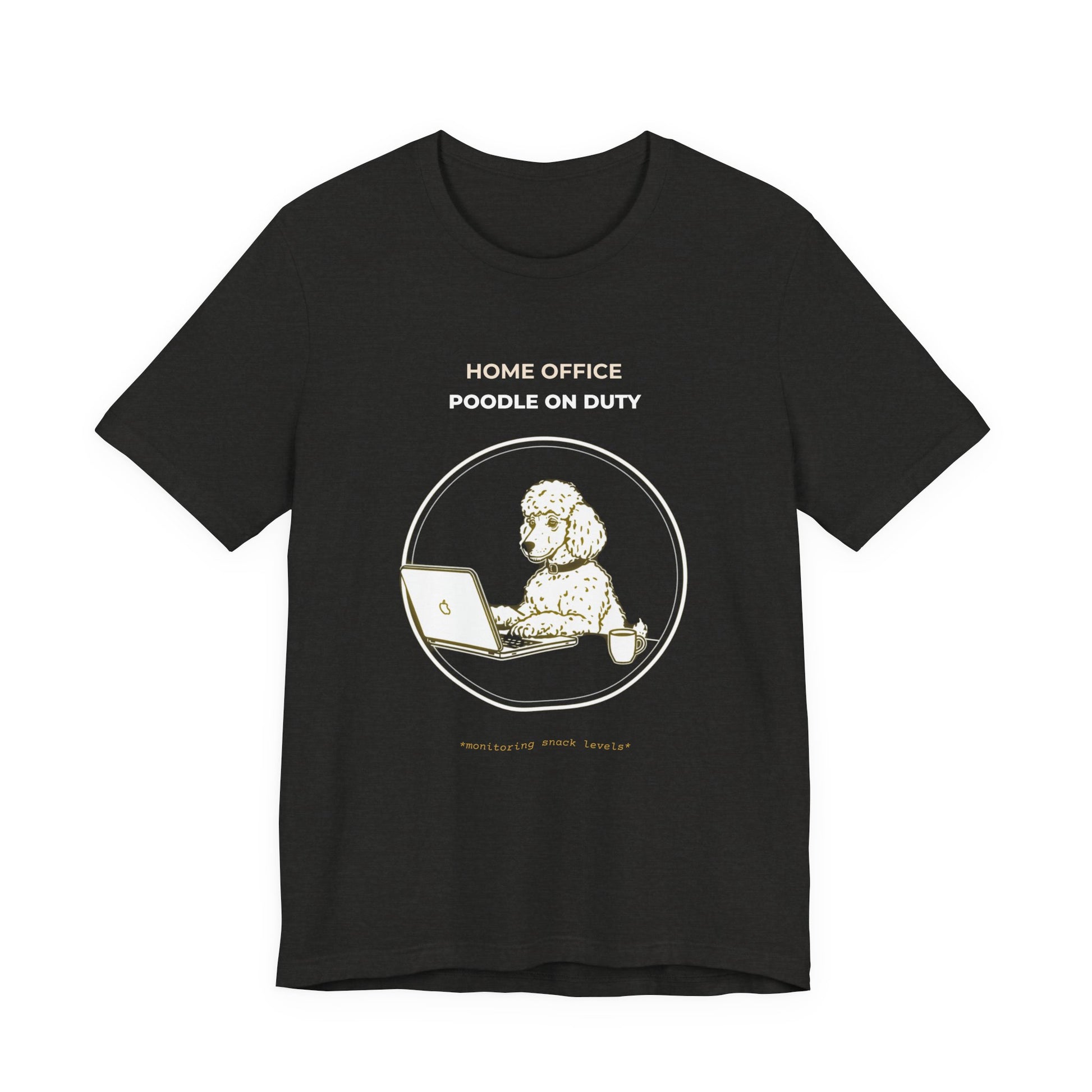 Home Office Poodle On Duty t-shirt — funny work from home dog tee on Bella+Canvas 3001, view 12