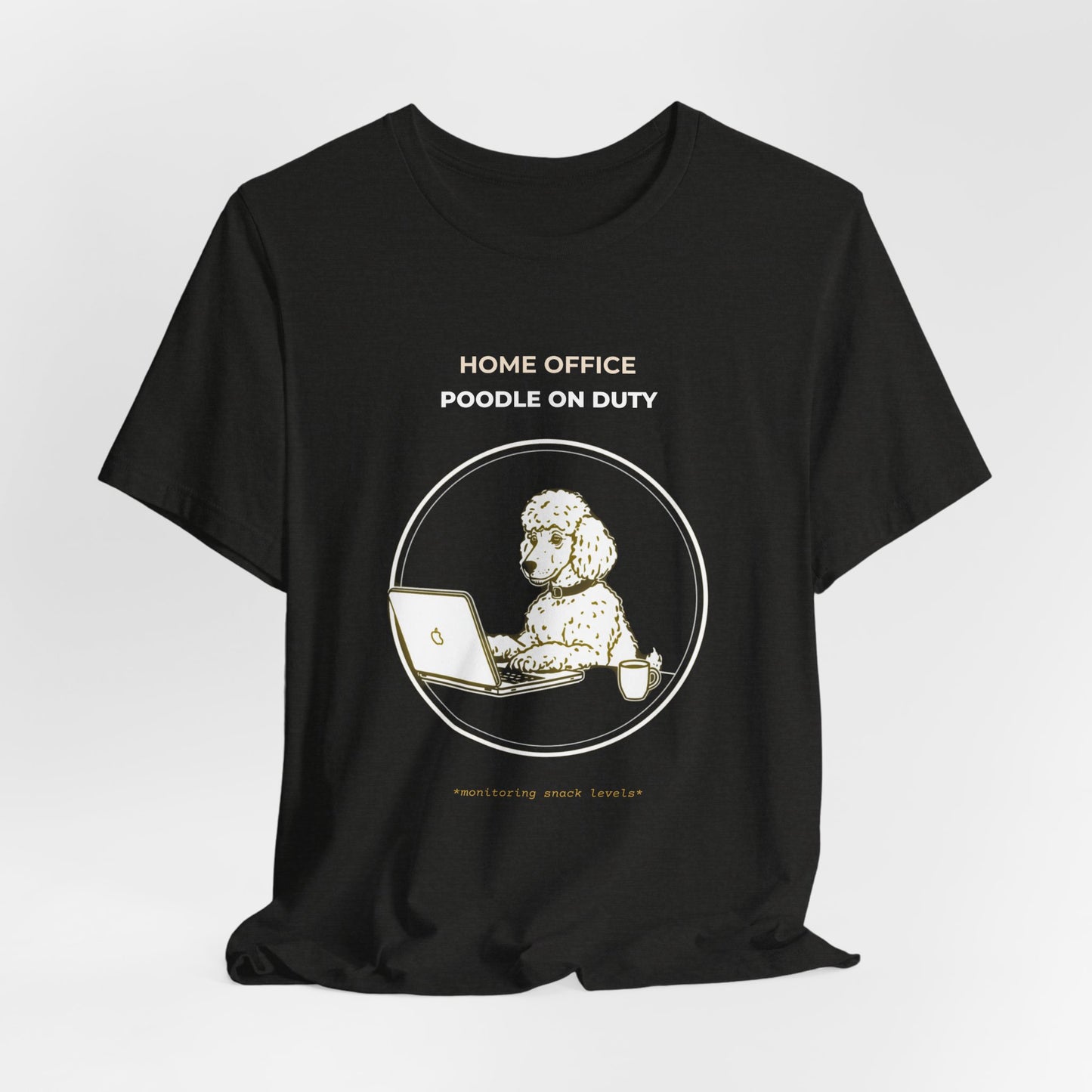 Home Office Poodle On Duty t-shirt — funny work from home dog tee on Bella+Canvas 3001, view 15