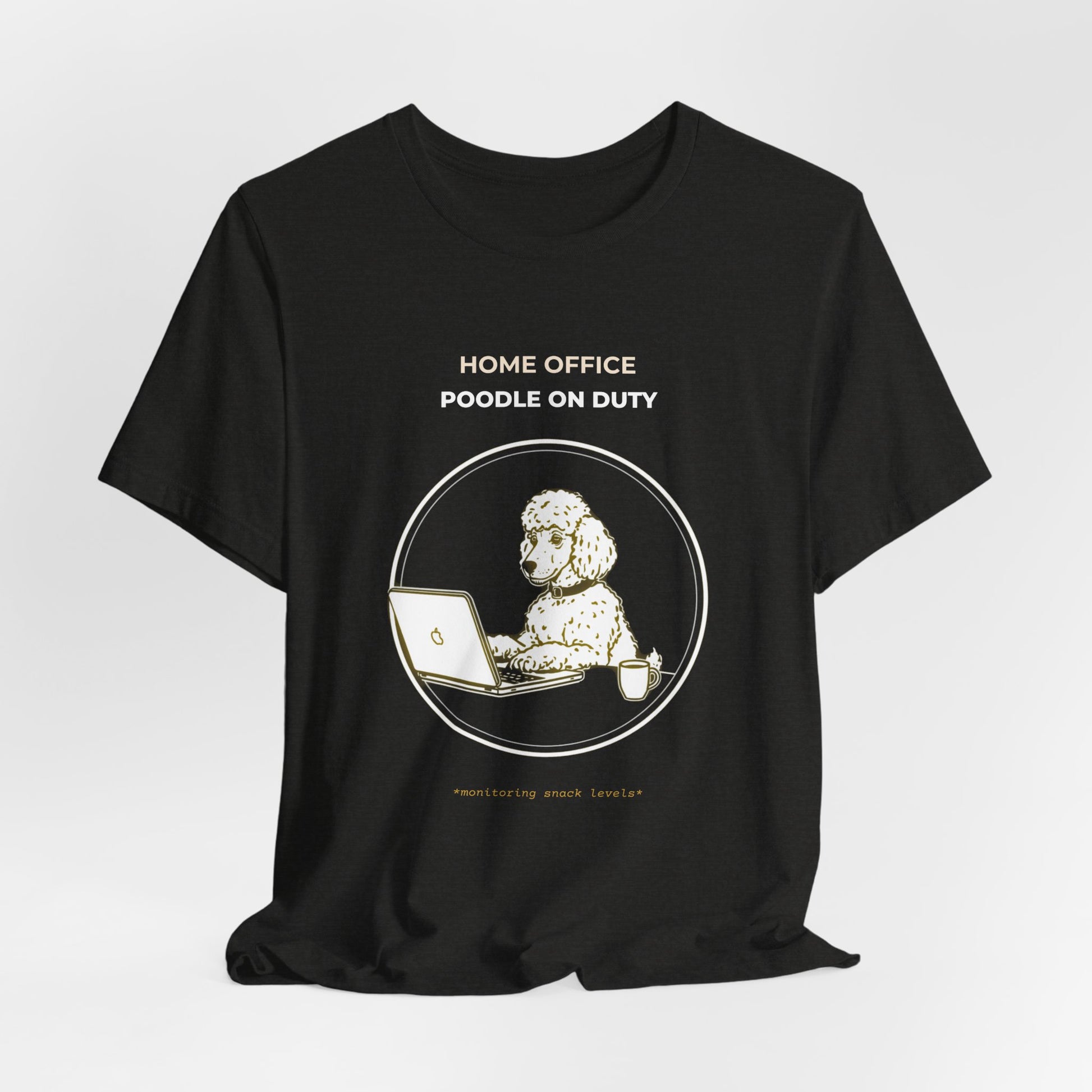 Home Office Poodle On Duty t-shirt — funny work from home dog tee on Bella+Canvas 3001, view 15