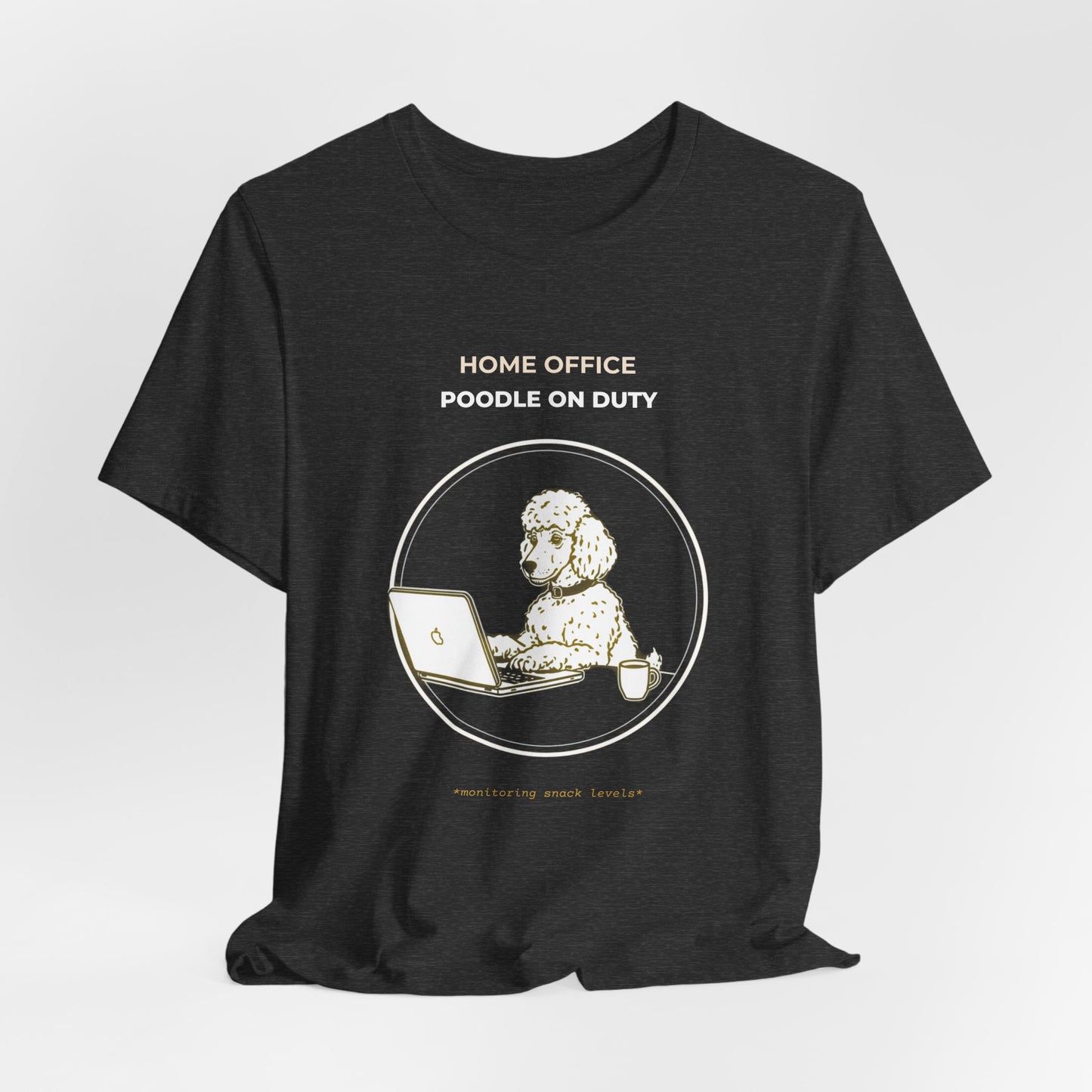 Home Office Poodle On Duty t-shirt — funny work from home dog tee on Bella+Canvas 3001, view 21