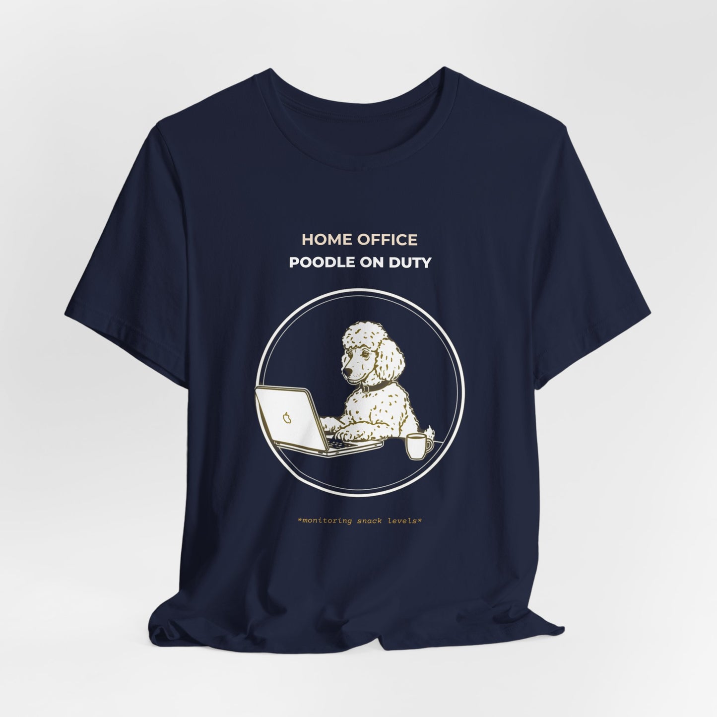 Home Office Poodle On Duty t-shirt — funny work from home dog tee on Bella+Canvas 3001, view 27