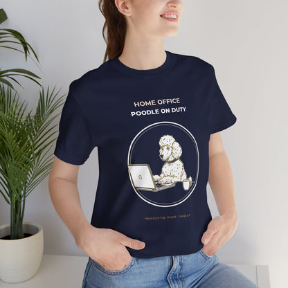 Home Office Poodle On Duty t-shirt — funny work from home dog tee on Bella+Canvas 3001, view 4