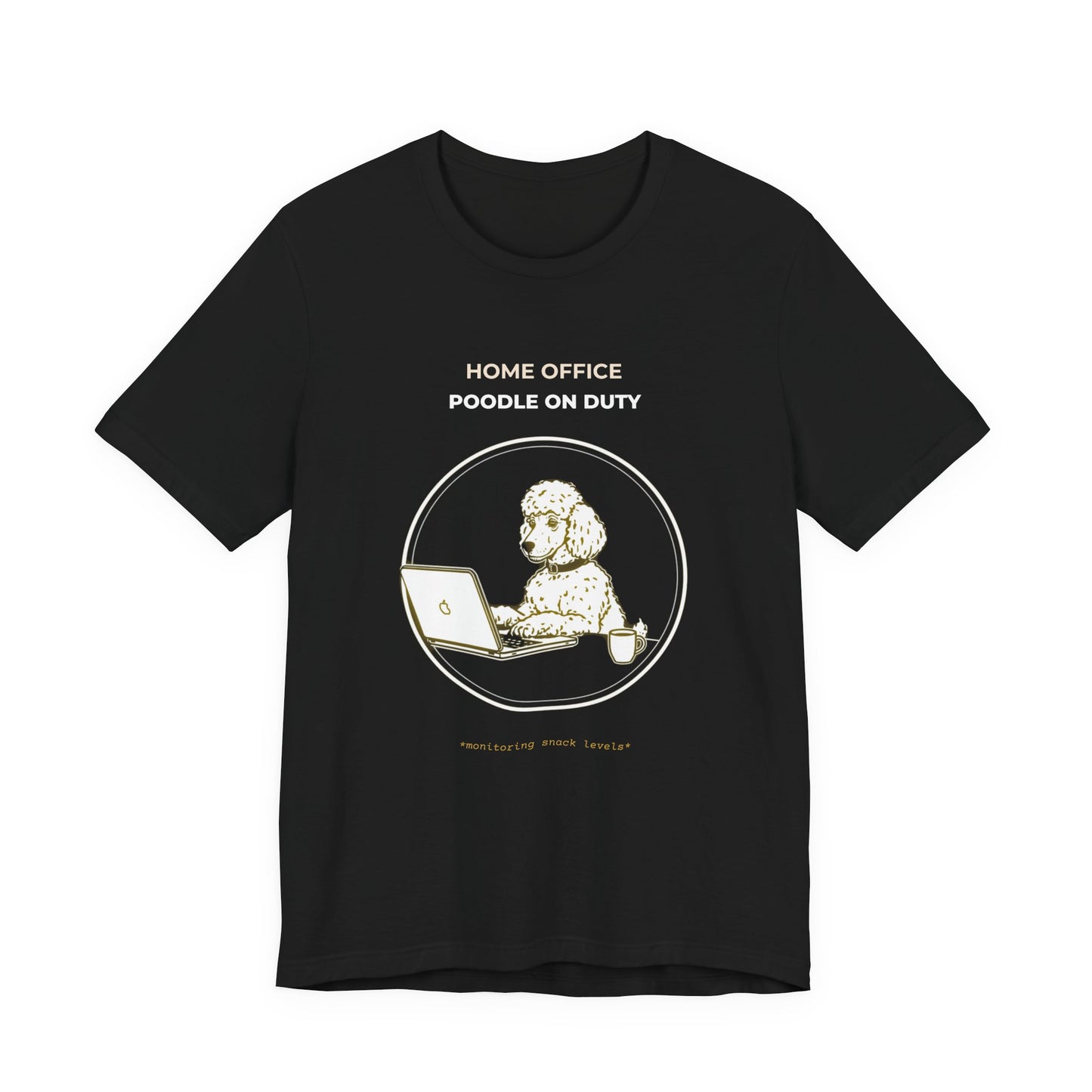 Home Office Poodle On Duty t-shirt — funny work from home dog tee on Bella+Canvas 3001, view 6