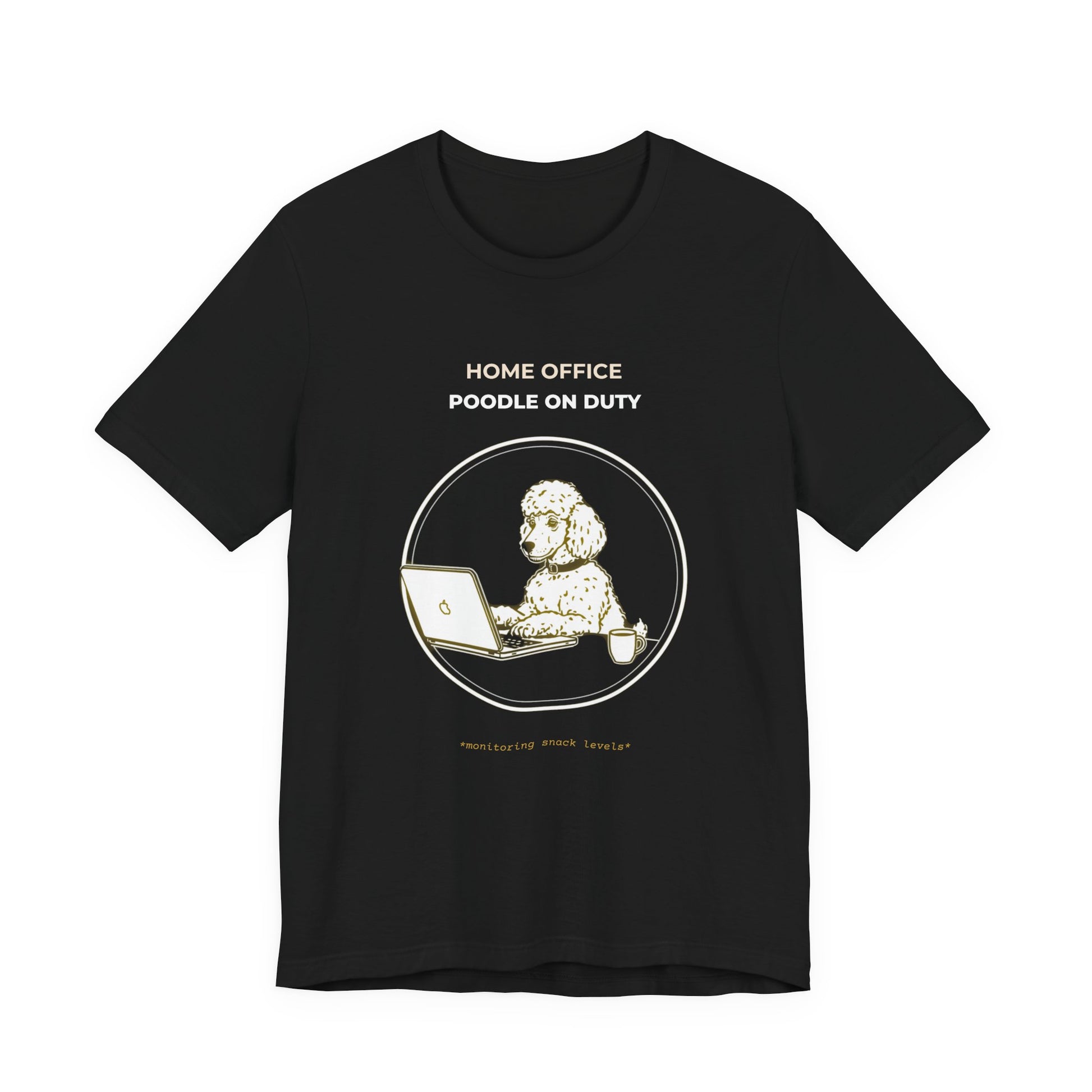 Home Office Poodle On Duty t-shirt — funny work from home dog tee on Bella+Canvas 3001, view 6