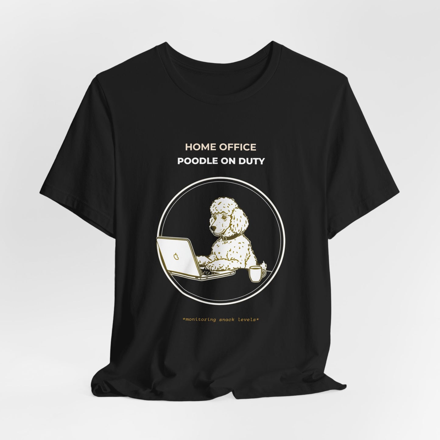Home Office Poodle On Duty t-shirt — funny work from home dog tee on Bella+Canvas 3001, view 9