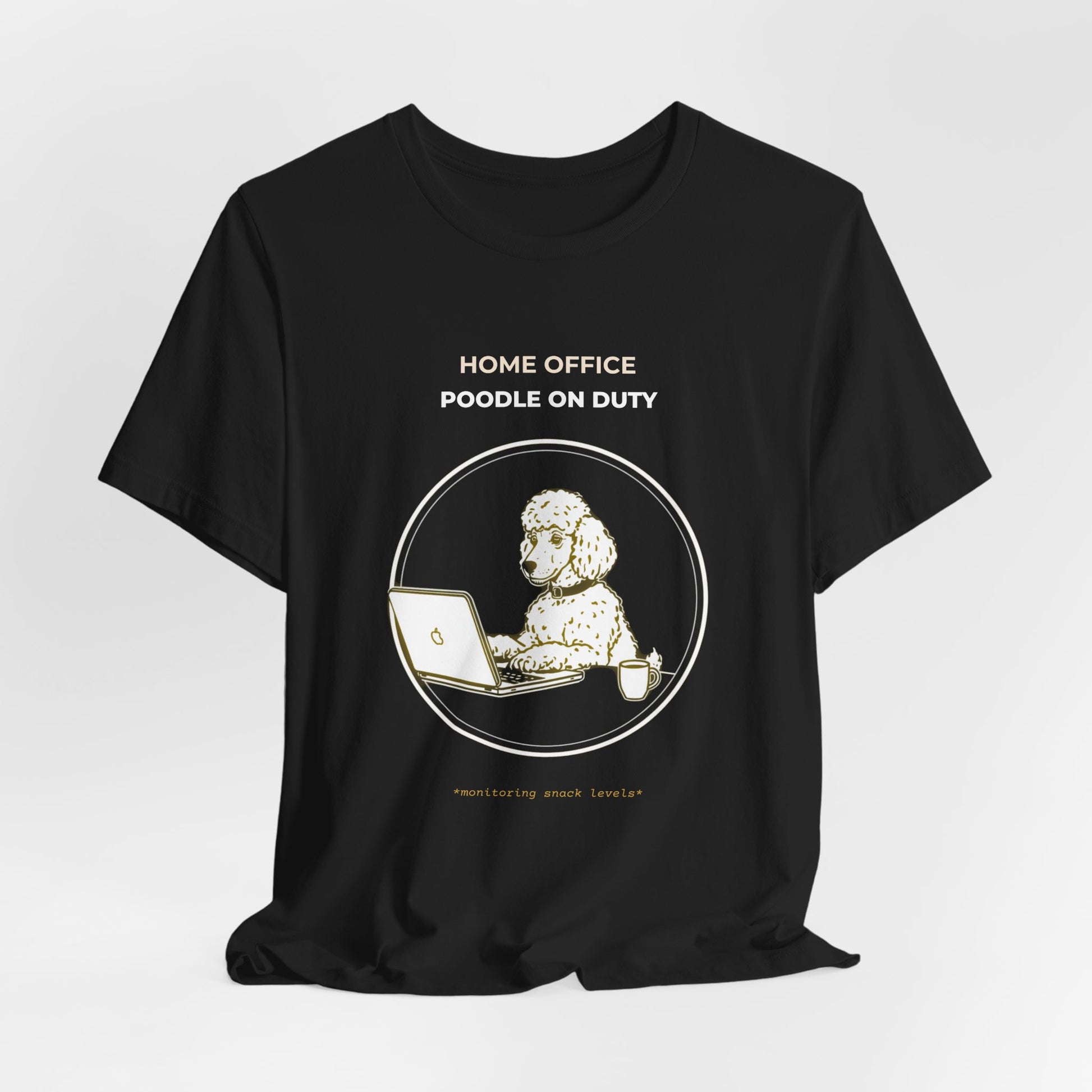 Home Office Poodle On Duty t-shirt — funny work from home dog tee on Bella+Canvas 3001, view 9