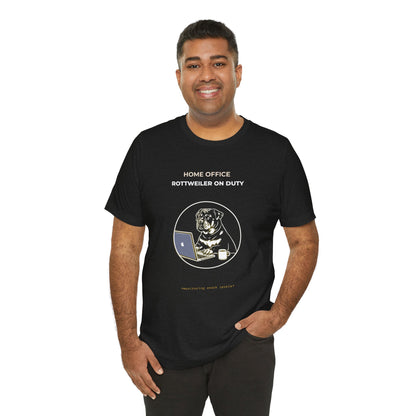Home Office Rottweiler On Duty t-shirt — funny work from home dog tee on Bella+Canvas 3001, view 11