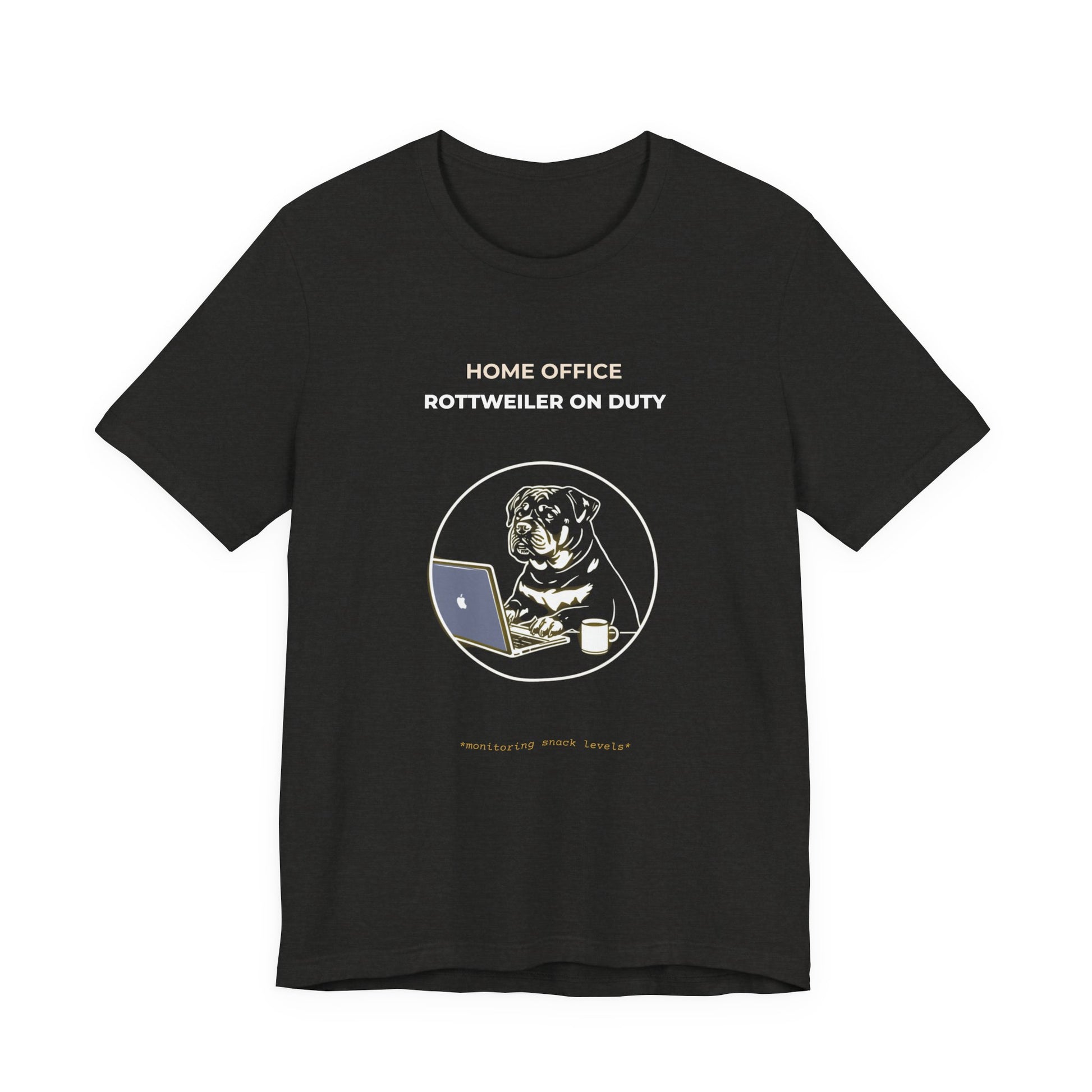 Home Office Rottweiler On Duty t-shirt — funny work from home dog tee on Bella+Canvas 3001, view 12