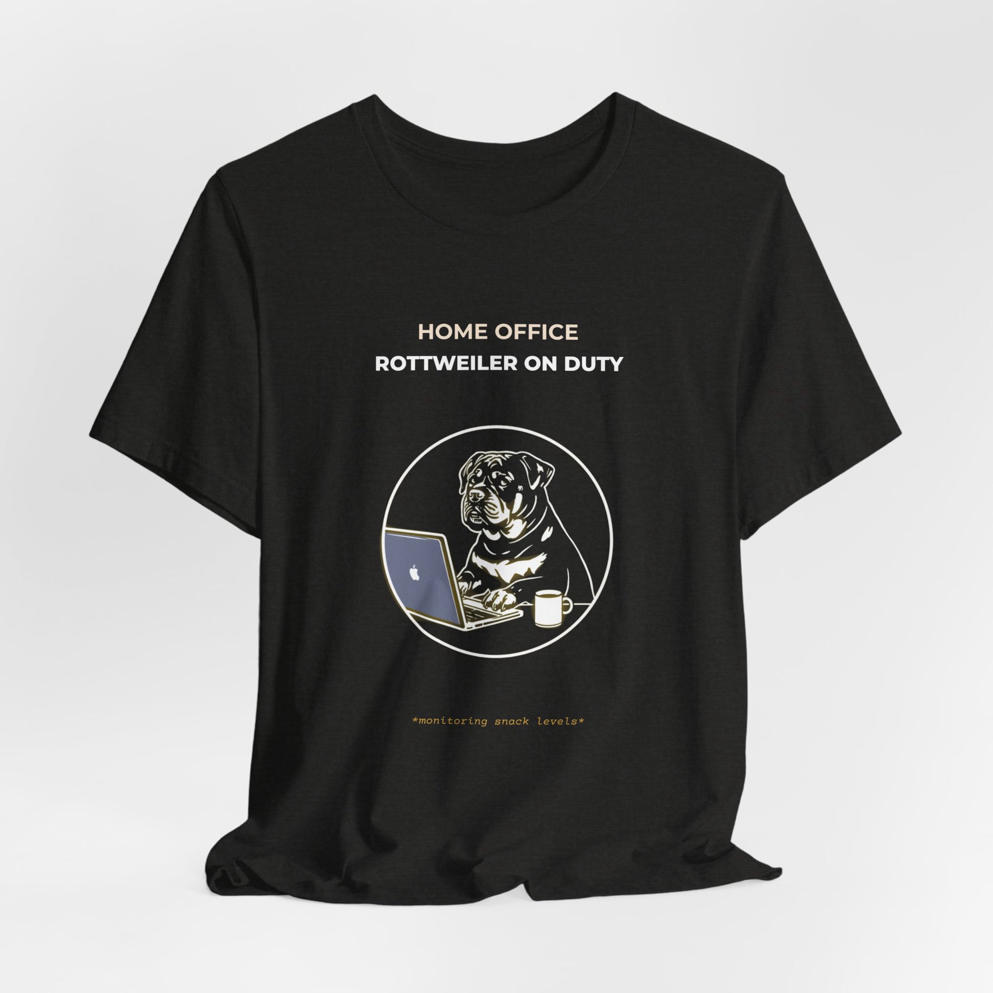 Home Office Rottweiler On Duty t-shirt — funny work from home dog tee on Bella+Canvas 3001, view 15