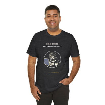 Home Office Rottweiler On Duty t-shirt — funny work from home dog tee on Bella+Canvas 3001, view 17