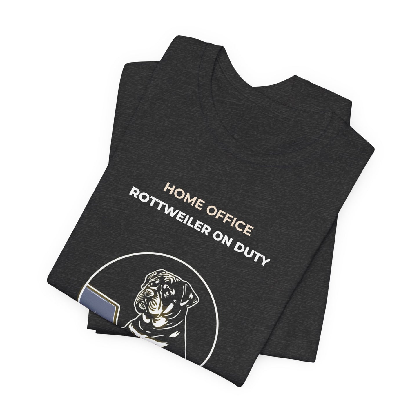 Home Office Rottweiler On Duty t-shirt — funny work from home dog tee on Bella+Canvas 3001, view 20
