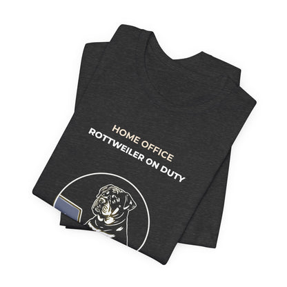 Home Office Rottweiler On Duty t-shirt — funny work from home dog tee on Bella+Canvas 3001, view 20