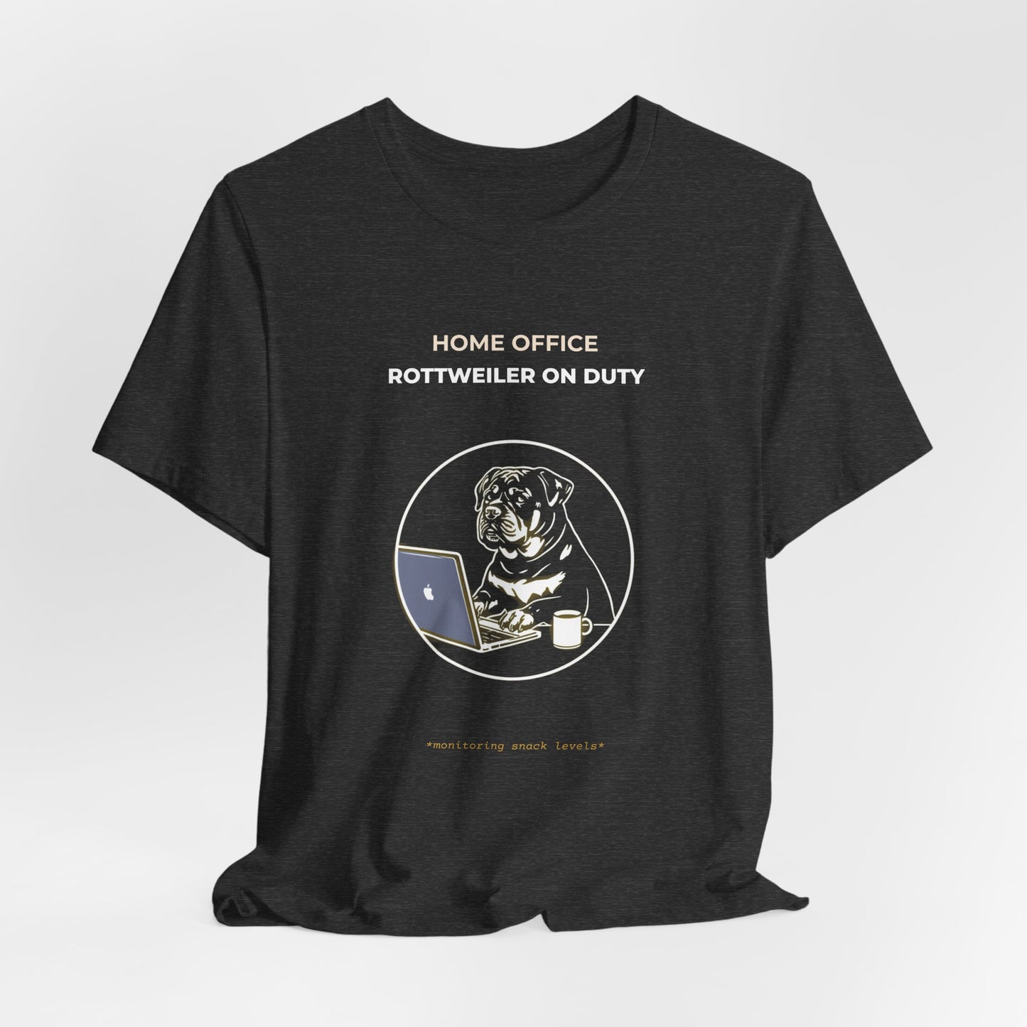 Home Office Rottweiler On Duty t-shirt — funny work from home dog tee on Bella+Canvas 3001, view 21