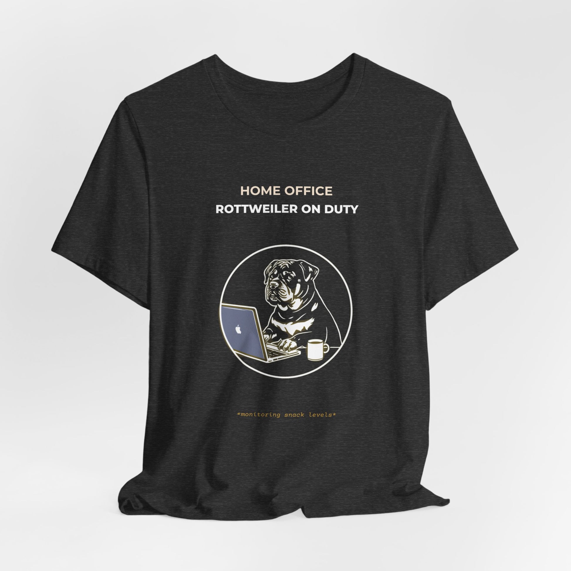 Home Office Rottweiler On Duty t-shirt — funny work from home dog tee on Bella+Canvas 3001, view 21