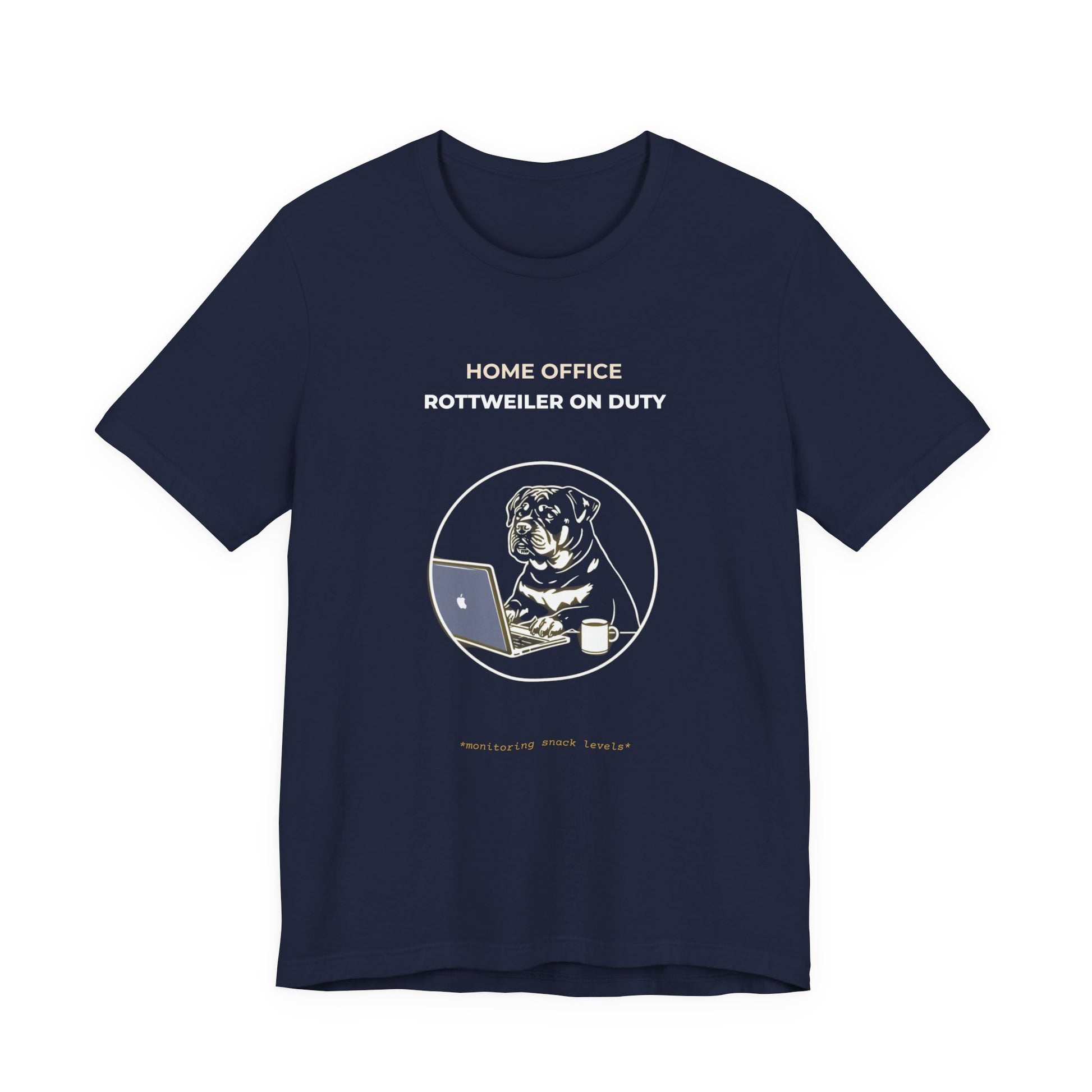 Home Office Rottweiler On Duty t-shirt — funny work from home dog tee on Bella+Canvas 3001, view 24