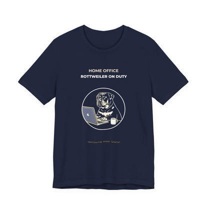 Home Office Rottweiler On Duty t-shirt — funny work from home dog tee on Bella+Canvas 3001, view 24