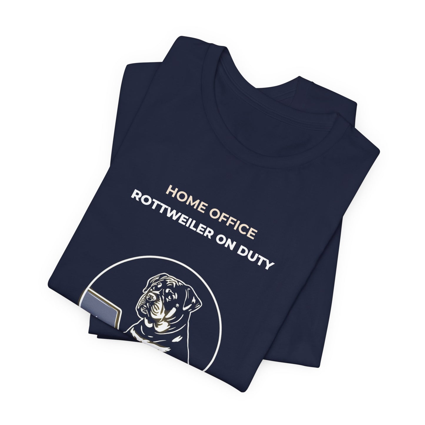 Home Office Rottweiler On Duty t-shirt — funny work from home dog tee on Bella+Canvas 3001, view 26