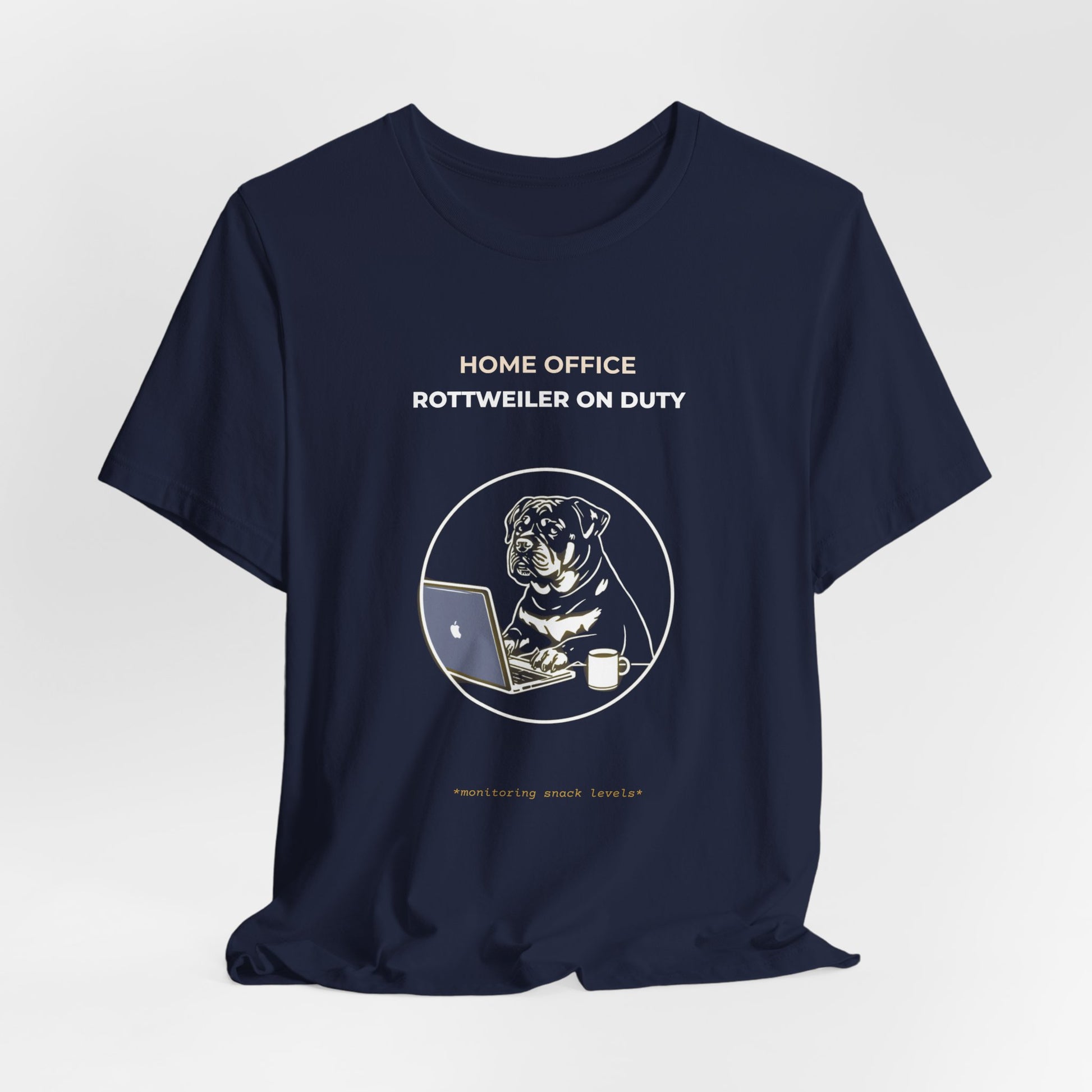 Home Office Rottweiler On Duty t-shirt — funny work from home dog tee on Bella+Canvas 3001, view 27