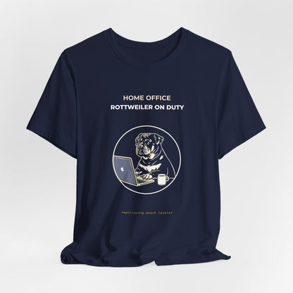 Home Office Rottweiler On Duty t-shirt — funny work from home dog tee on Bella+Canvas 3001, view 27