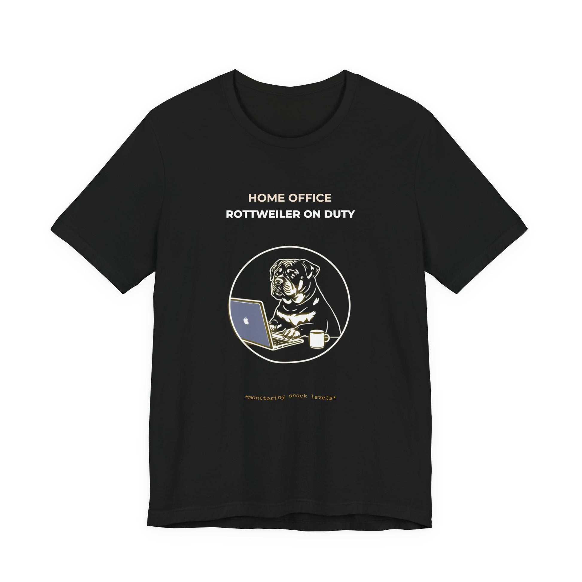 Home Office Rottweiler On Duty t-shirt — funny work from home dog tee on Bella+Canvas 3001, view 6