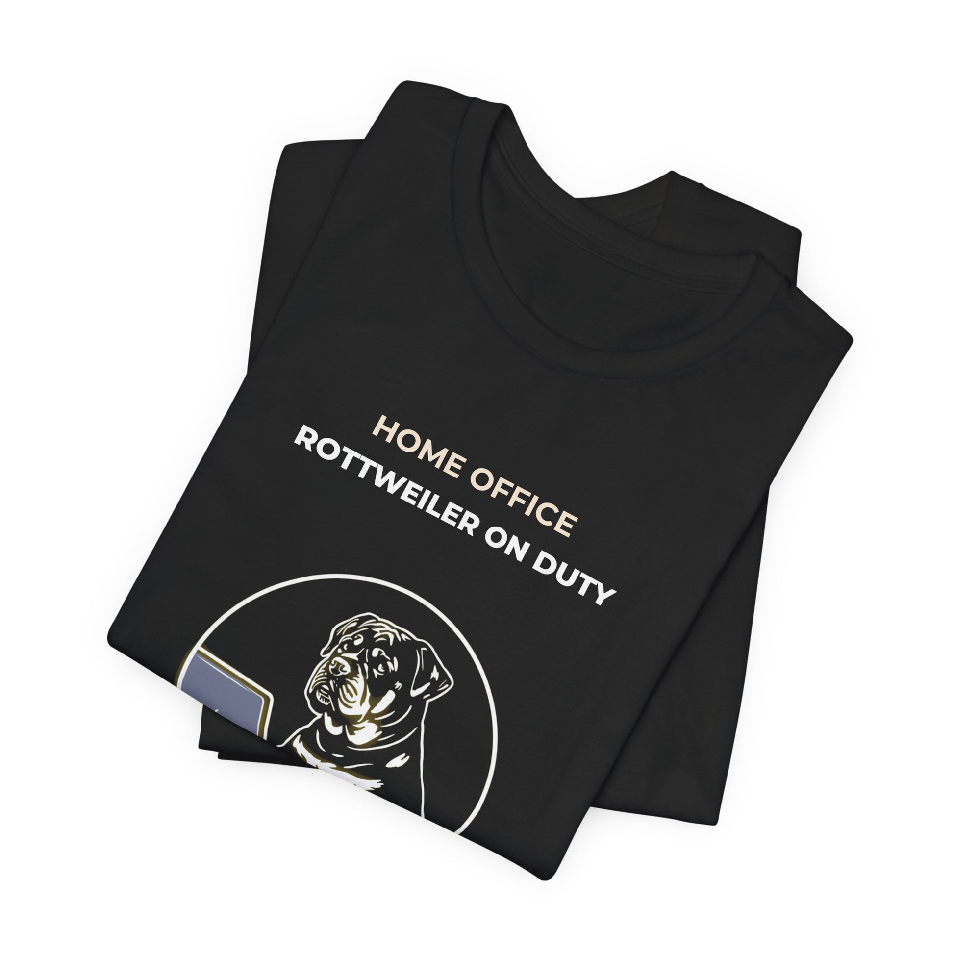 Home Office Rottweiler On Duty t-shirt — funny work from home dog tee on Bella+Canvas 3001, view 8
