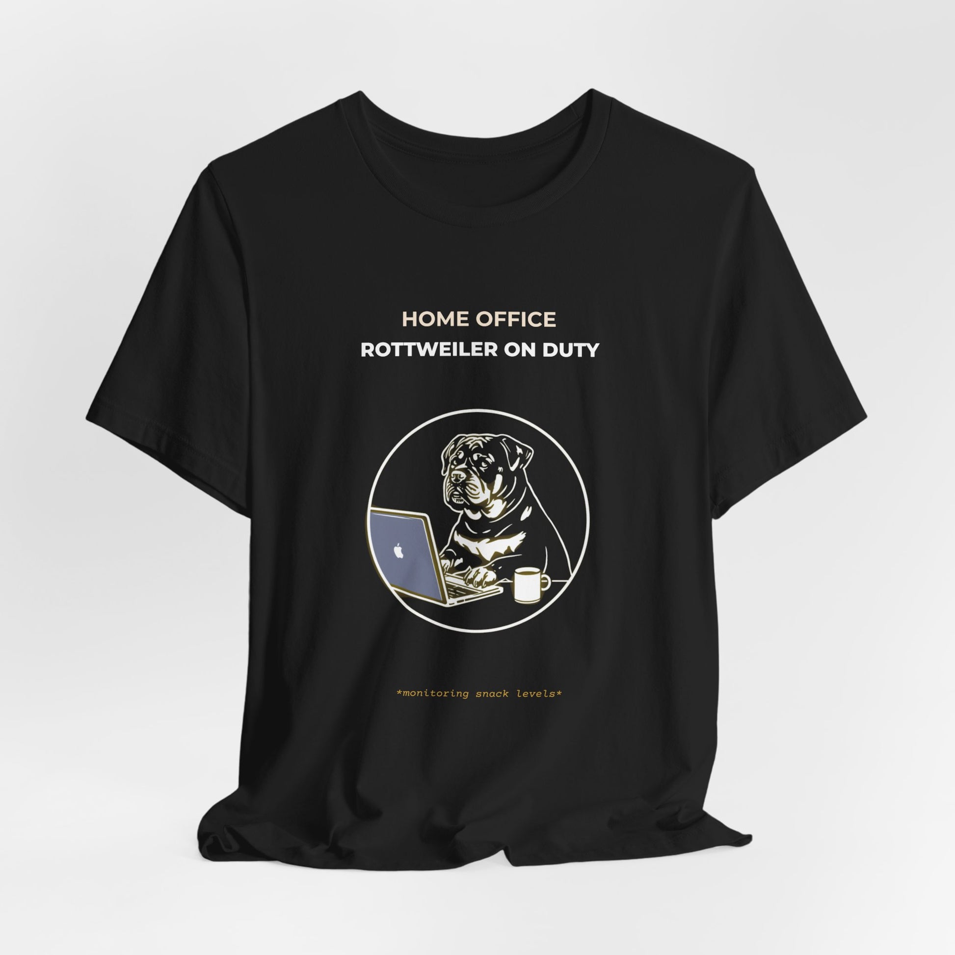 Home Office Rottweiler On Duty t-shirt — funny work from home dog tee on Bella+Canvas 3001, view 9