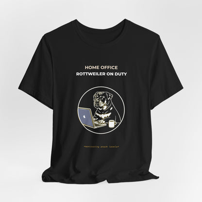 Home Office Rottweiler On Duty t-shirt — funny work from home dog tee on Bella+Canvas 3001, view 9