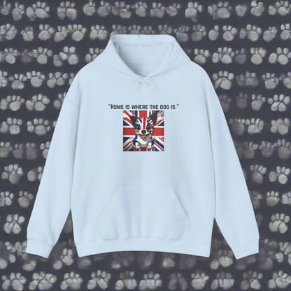 blue"Home is where the dog is." Hooded Sweatshirt - Sniff Waggle And Walk