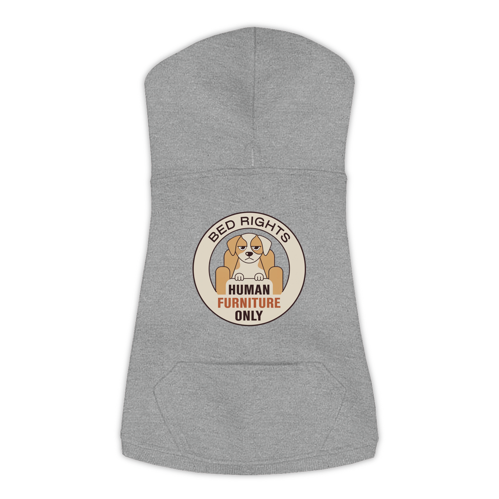 Human Furniture Only funny dog hoodie in granite heather grey, sizes L to 3XL