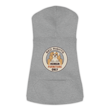 Human Furniture Only funny dog hoodie in granite heather grey, sizes L to 3XL