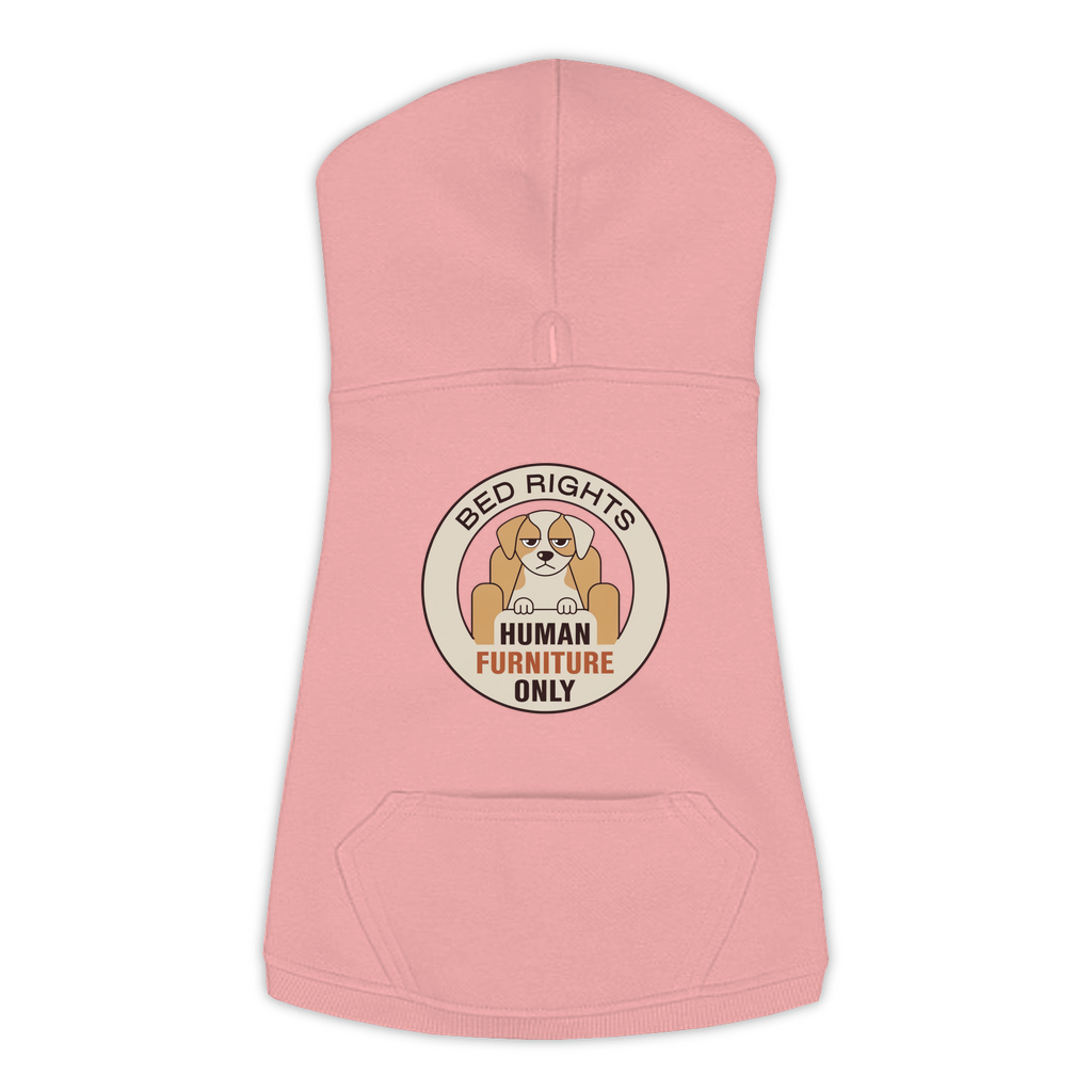 Human Furniture Only funny dog hoodie in mauvelous pink, sizes L to 3XL