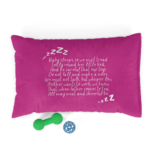 Hush-a-Bye Bedtime Poem Pet Bed — close-up of the printed poem