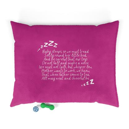 Hush-a-Bye Bedtime Poem Pet Bed shown with a dog resting on it