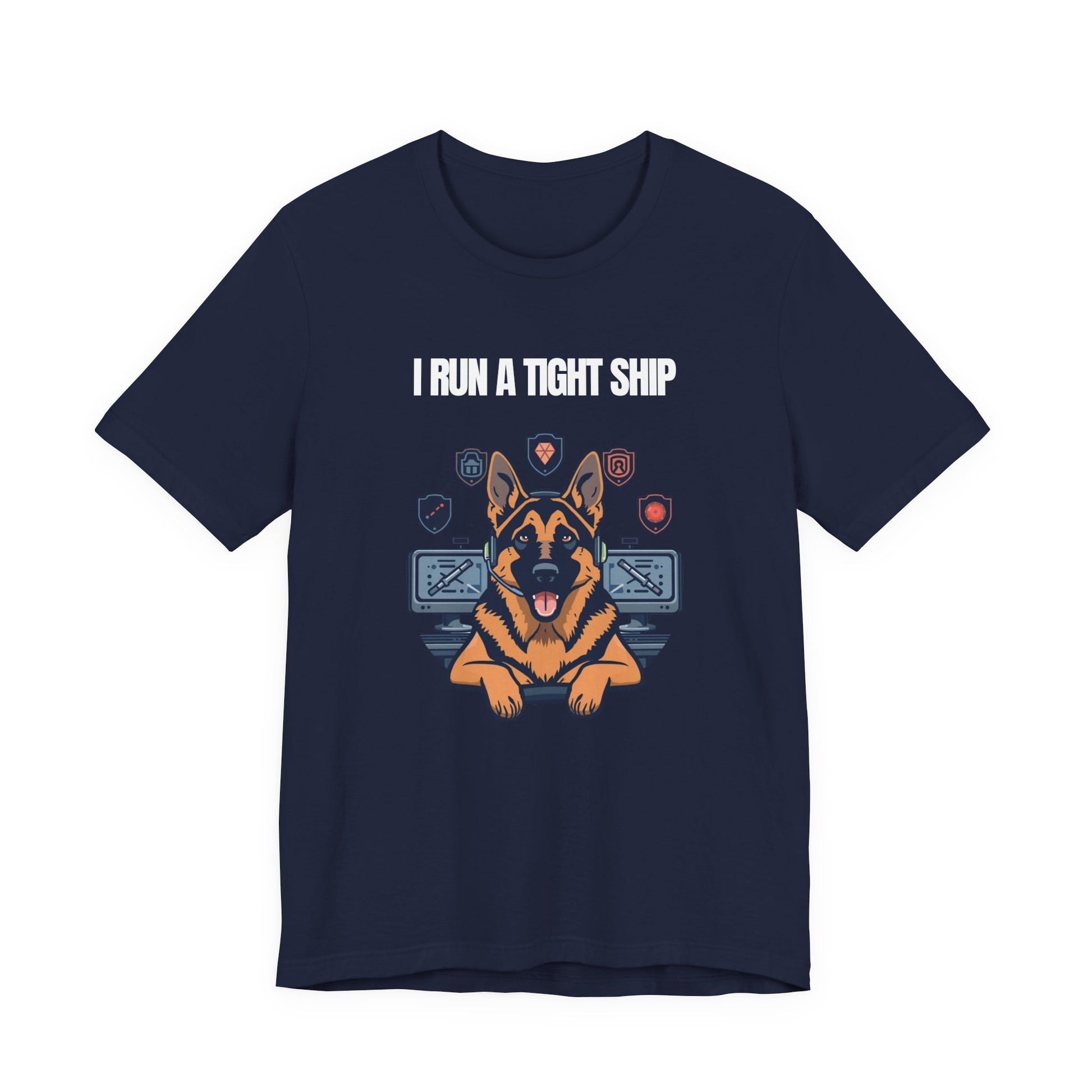 Additional colourway shot of I Run A Tight Ship German Shepherd t-shirt
