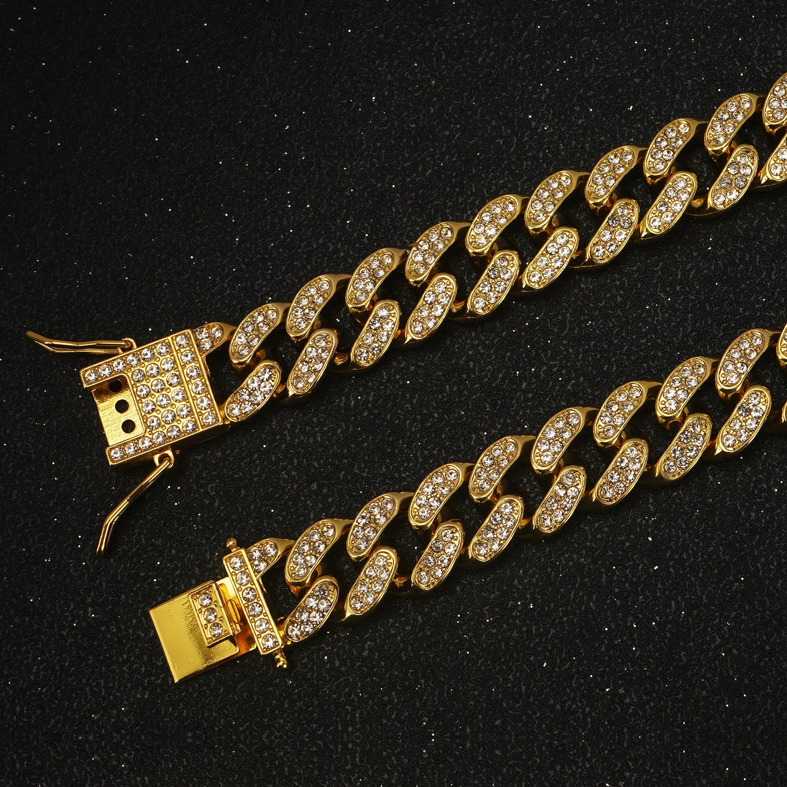 IceLink diamond cuban chain dog collar in gold, silver and rose gold finishes
