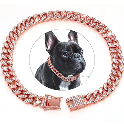 IceLink diamond cuban chain dog collar size and length detail view