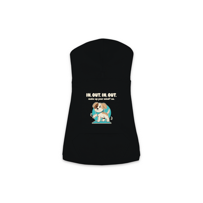 In. Out. In. Out. Dog Hoodie in Black, sizes XS to M