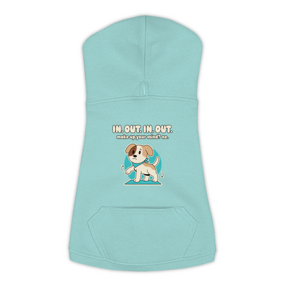 In. Out. In. Out. Dog Hoodie in Saltwater, sizes L to 3XL
