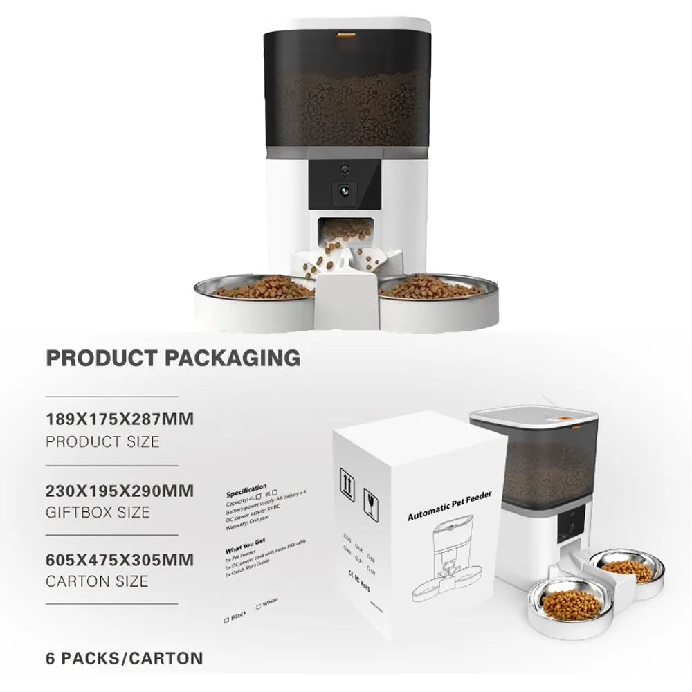 cat Automatic Food Dispenser with HD Camera. - Sniff Waggle And Walk
