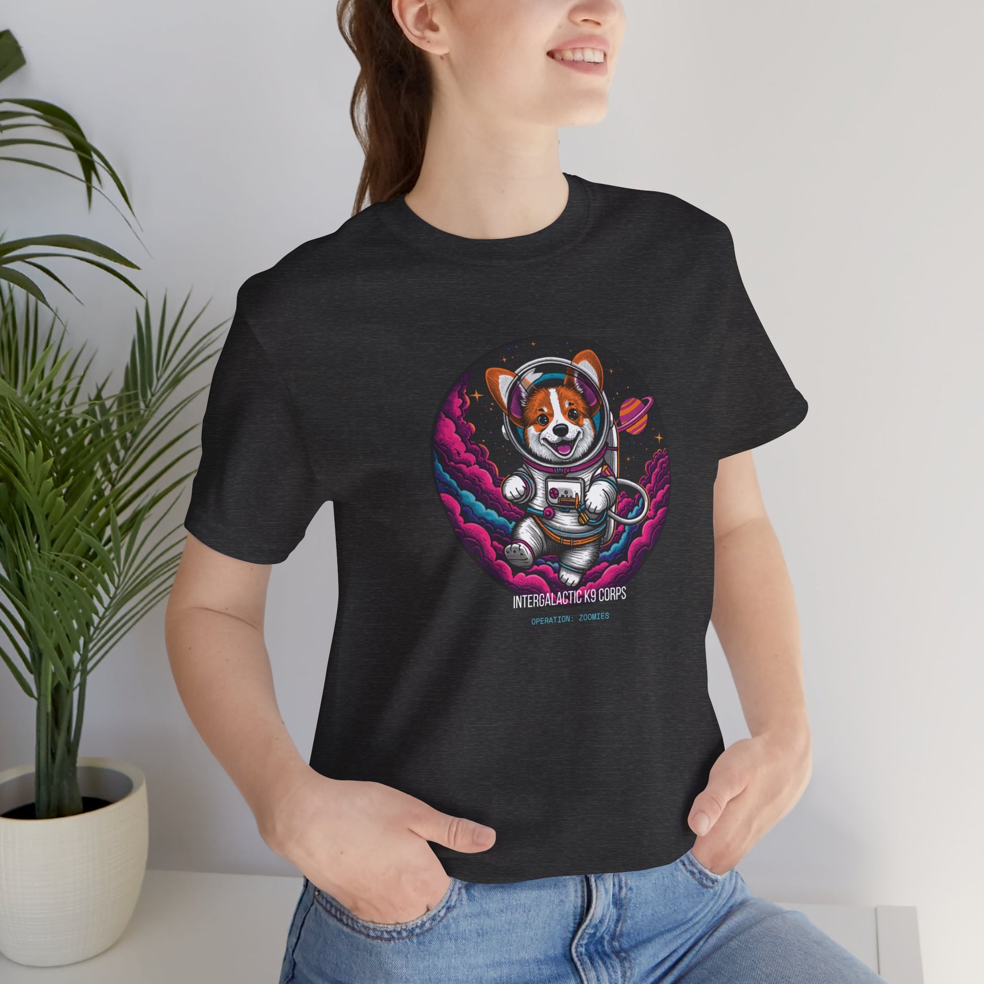 Intergalactic K9 Corps corgi astronaut t-shirt view 3