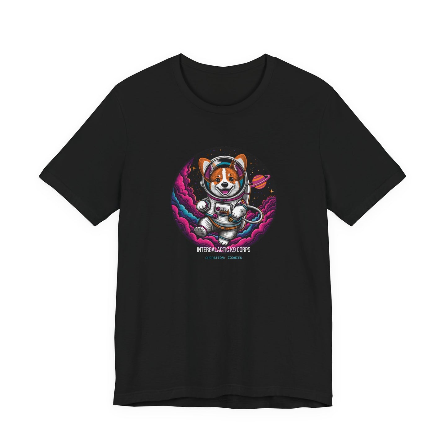 Intergalactic K9 Corps corgi astronaut t-shirt view 4