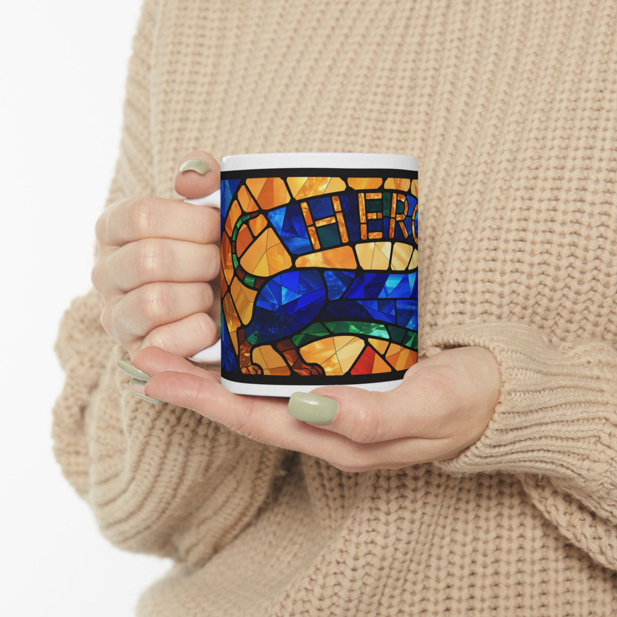 Dachshund ceramic coffee mug, 11oz and 15oz jewel tone sausage dog gift - view 1